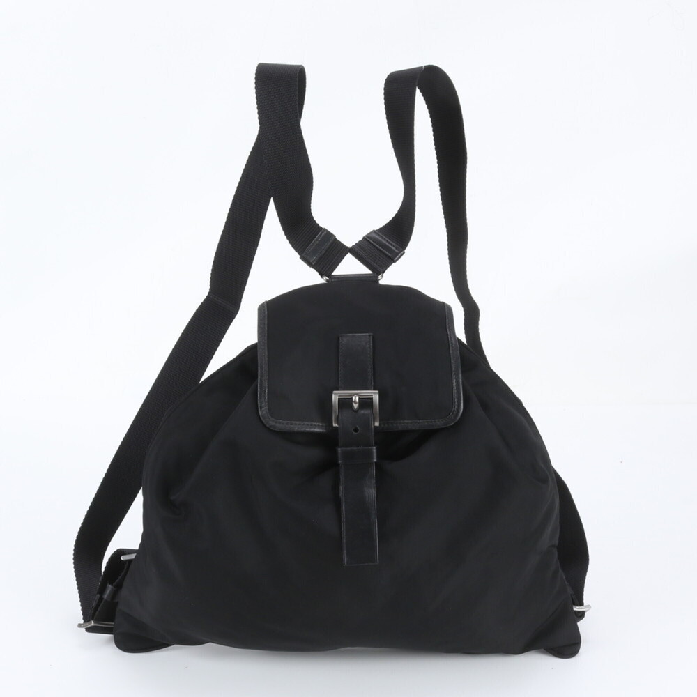 Prada Tessuto Nylon Triangle Logo Leather Backpack for Women